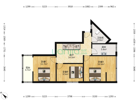 红牌楼北街19号 3室1厅1卫 75平方