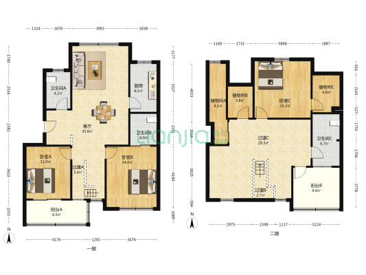 黄山公寓 3室1厅3卫 166平方