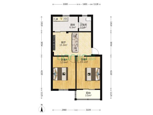 灯泡厂宿舍 2室1厅1卫 69平方