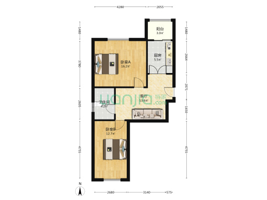 馨园小区 2室1厅1卫 75平方