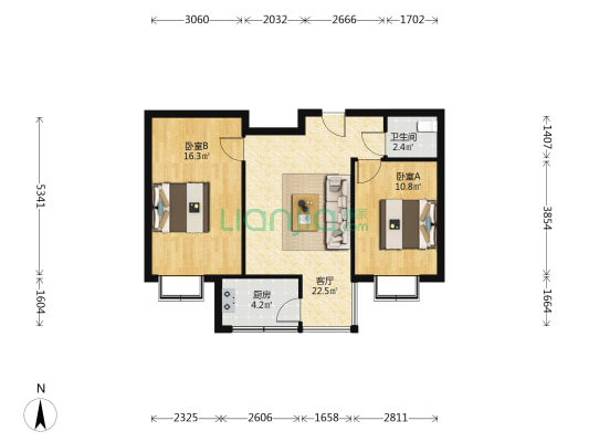 瑞园小区 2室1厅1卫 74平方