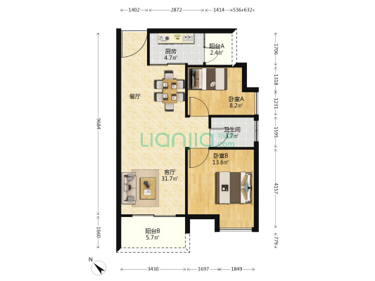 怡景湾 2室1厅1卫 83平方