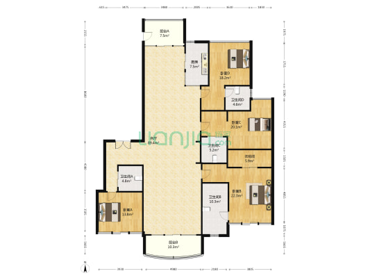 星河湾2号园 4室1厅4卫 260平方