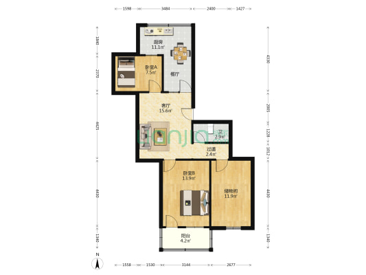 银湘浦新村 2室1厅1卫 89平方