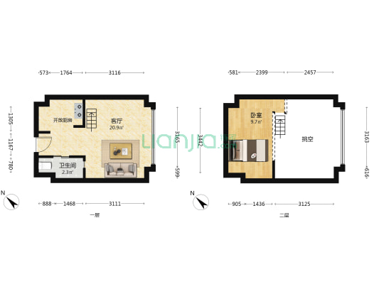 仁恒梦公园 1室1厅1卫 37平方