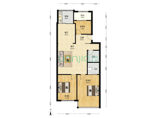 天水西苑 3室2厅2卫 120平方