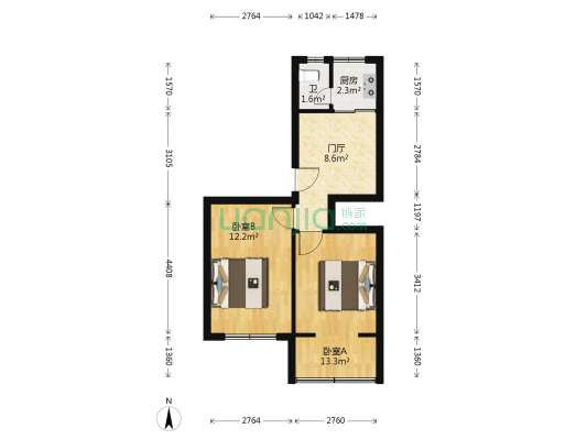 钟源小区 2室0厅1卫 57平方