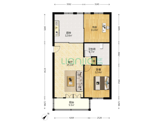集雅公寓 2室1厅1卫 93平方