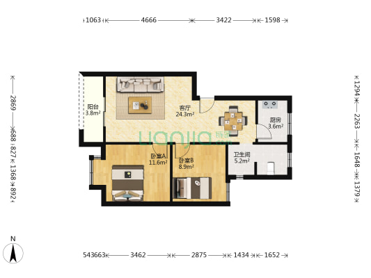 新都镇医学院小区 2室1厅1卫 70平方