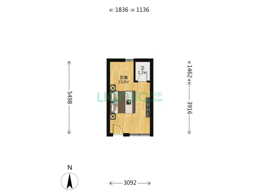 电信局家属院（西津西路） 1室0厅1卫 32平方