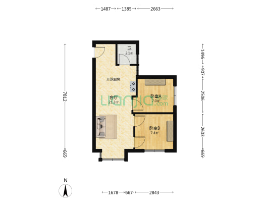 尚清雅苑 2室1厅1卫 52平方