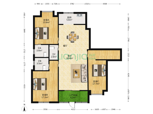 福和御园 3室1厅3卫 123平方