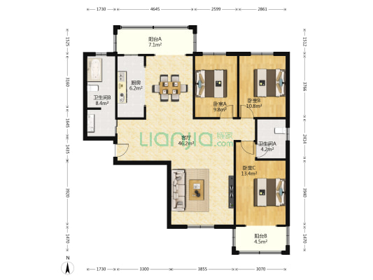 顺通福邸 3室1厅2卫 140平方