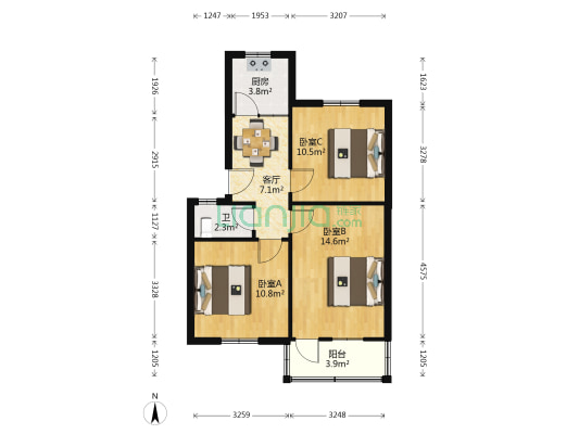 沈举人巷 3室1厅1卫 67平方
