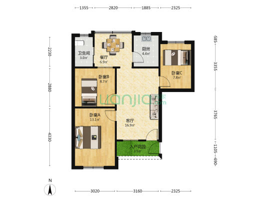 大北街240号 3室2厅1卫 78平方