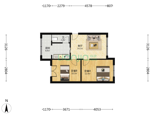龚西路84号 2室1厅1卫 60平方