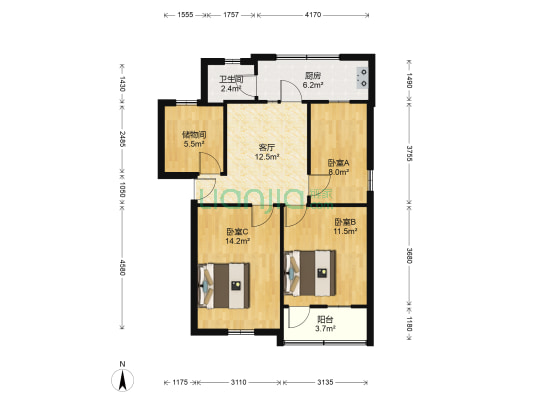 汉阳大街84号 3室1厅1卫 72平方