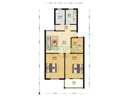 人民东路42号 3室1厅1卫 96平方