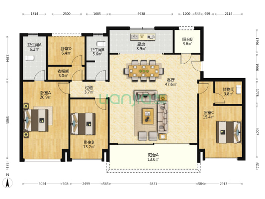 华润置地润樾府 4室1厅2卫 170平方