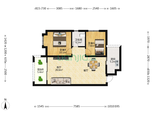 远洋翡丽郡二期 2室1厅1卫 79平方