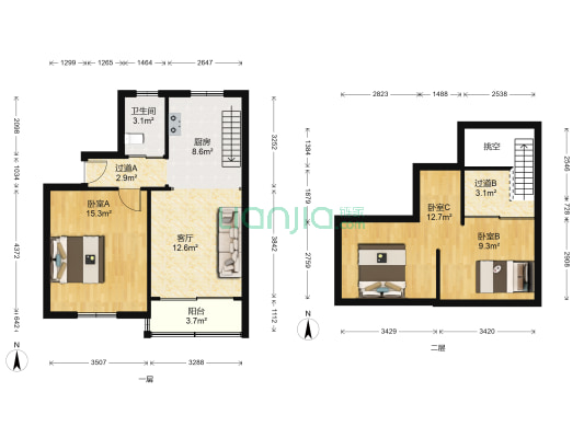 毛家苑 3室1厅1卫 60平方