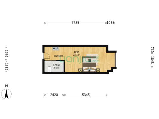 锦荣UI公寓 1室0厅1卫 47平方