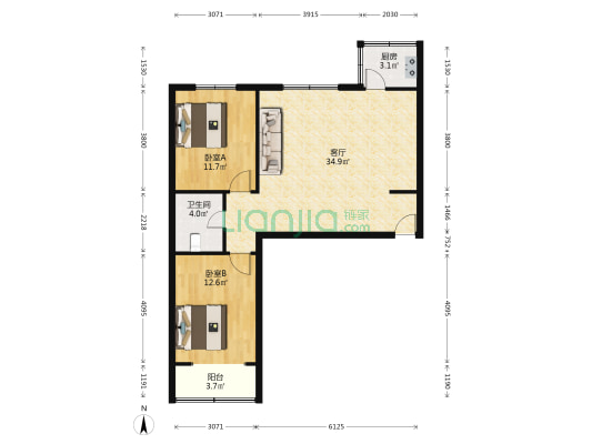 河北新人家 2室1厅1卫 96平方