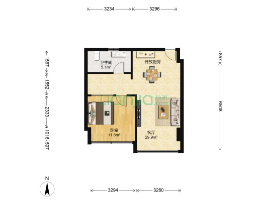 华融和生铂寓 1室1厅1卫 66平方