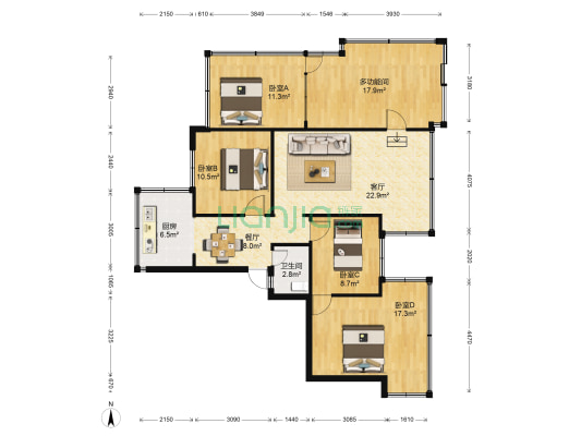 白云路326号 5室2厅1卫 70平方