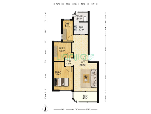 特发小区 3室1厅1卫 66平方