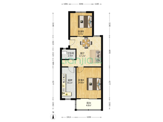 西华公寓 2室1厅1卫 72平方
