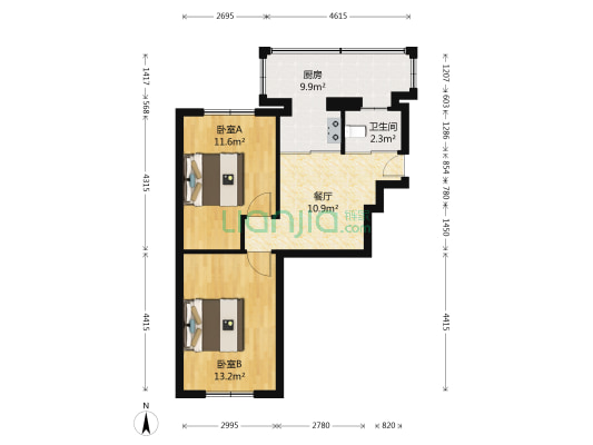 妇联小区 2室1厅1卫 64平方
