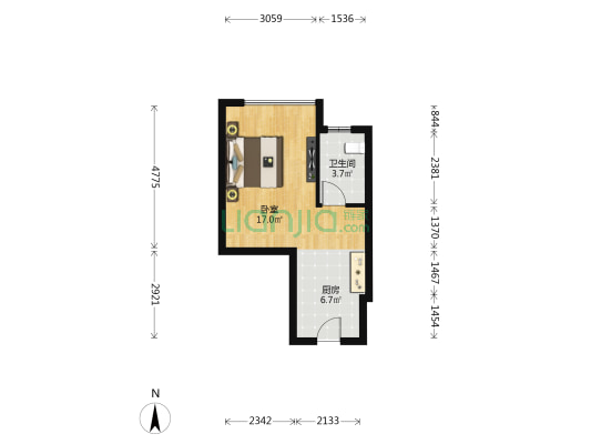 华福国际 1室0厅1卫 40平方