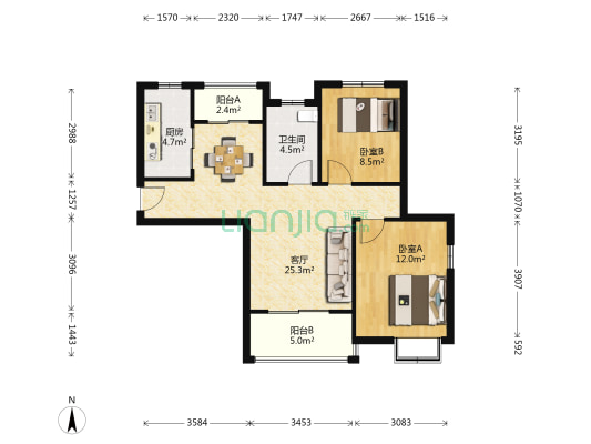 三一荣域 2室1厅1卫 81平方