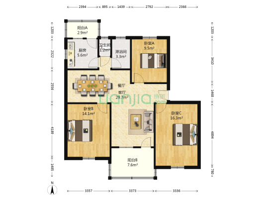 海龙路24号 3室1厅2卫 103平方