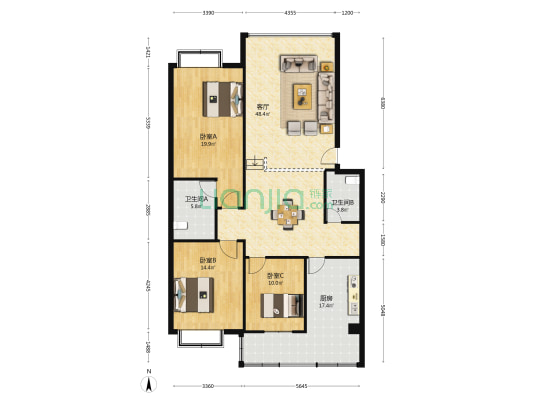 蜀兴苑 3室1厅2卫 137平方
