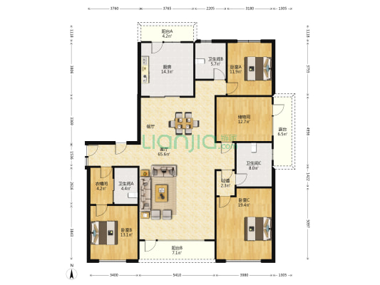 林泉雅舍 3室1厅3卫 219平方
