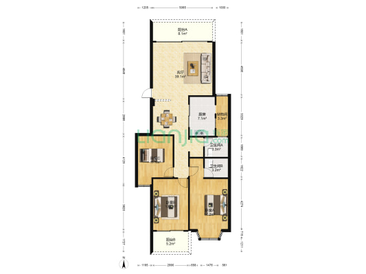 金色维也纳B区 3室1厅2卫 132平方