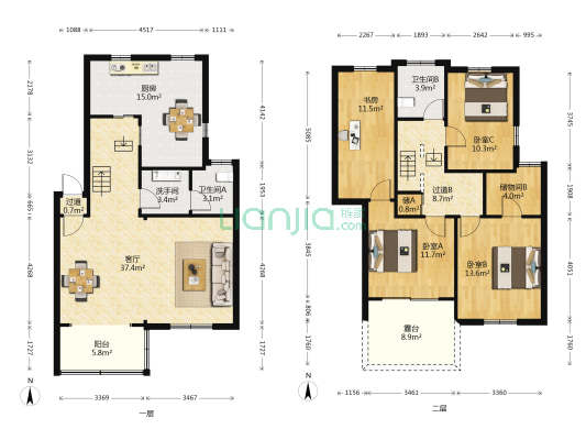 北濠山庄 4室1厅3卫 146平方