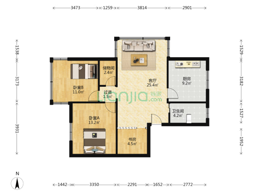 顺达公寓 3室1厅1卫 87平方