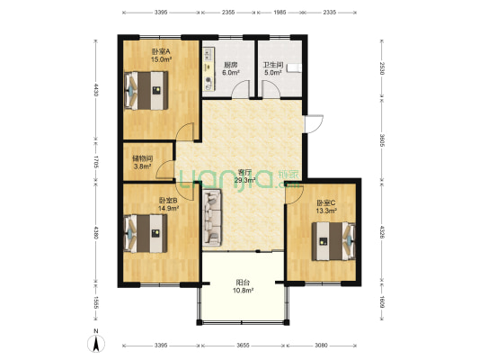 锦湖新村 3室1厅1卫 115平方