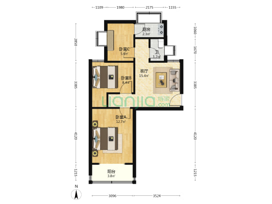 建设路78号 3室1厅1卫 60平方