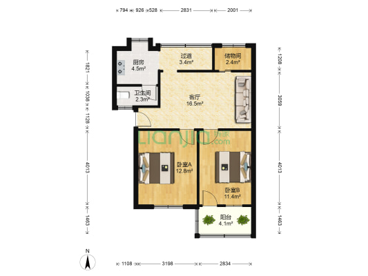 福铁小区 2室1厅1卫 69平方