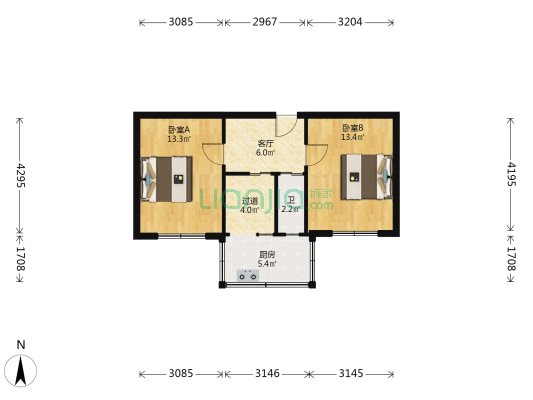 第九中学宿舍 2室1厅1卫 49平方