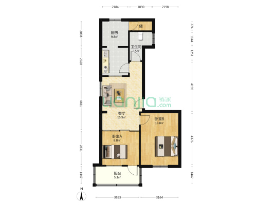 历山路134号 2室1厅1卫 62平方