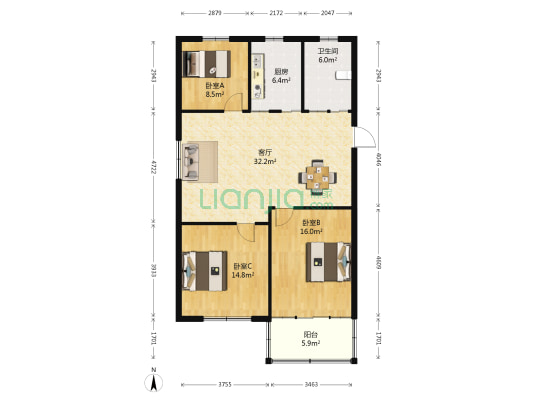 君巫路七十一弄14号 3室1厅1卫 105平方