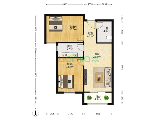 南翟营祈福悦城A区 2室1厅1卫 94平方