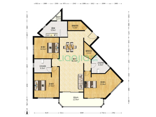 天合大厦 3室1厅2卫 199平方