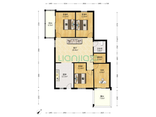 荷花大楼 4室1厅1卫 119平方