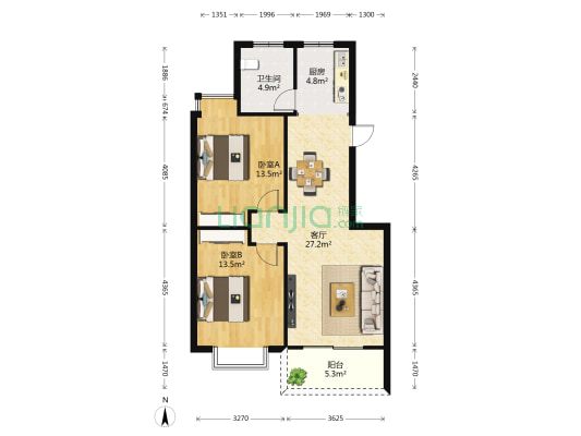 祥安小区 2室1厅1卫 88平方